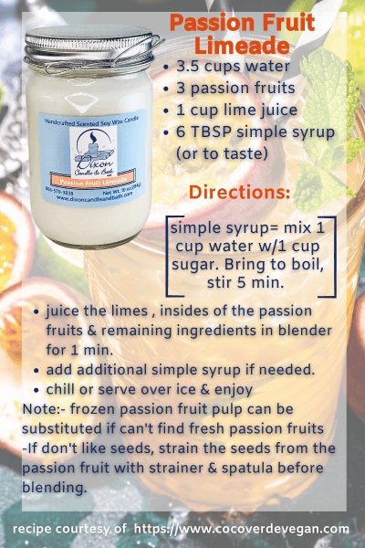 Passion Fruit Limeade Drink Recipe Inspiration behind the candle scent