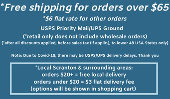 free shipping retail orders $49+, $6 flat rate shipping all other retail orders