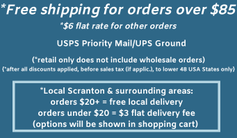 free shipping retail orders $85+, $6 flat rate shipping all other retail orders